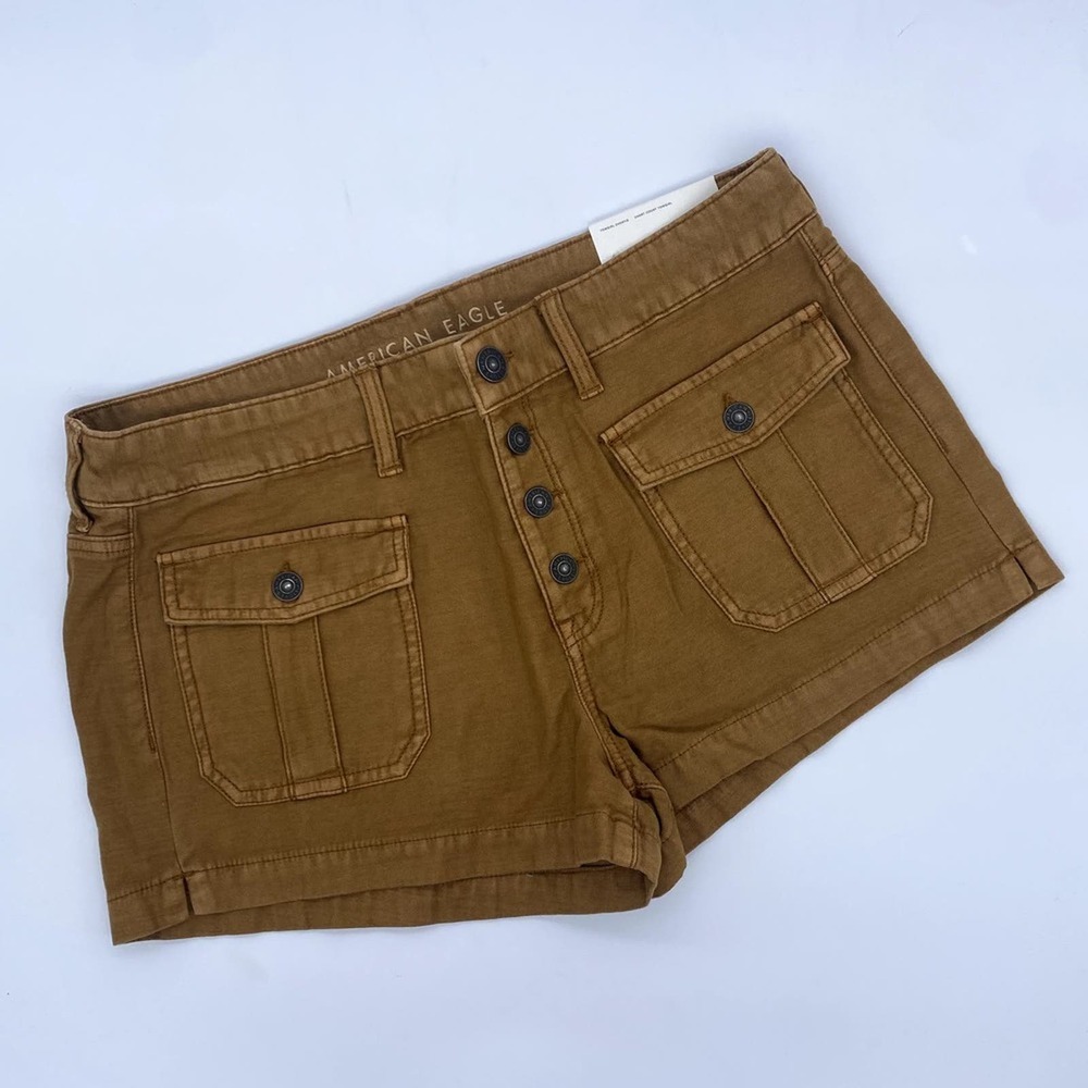 NWT American Eagle Tomgirl Shortie Short High Waisted Button Fly Brown Womens 12